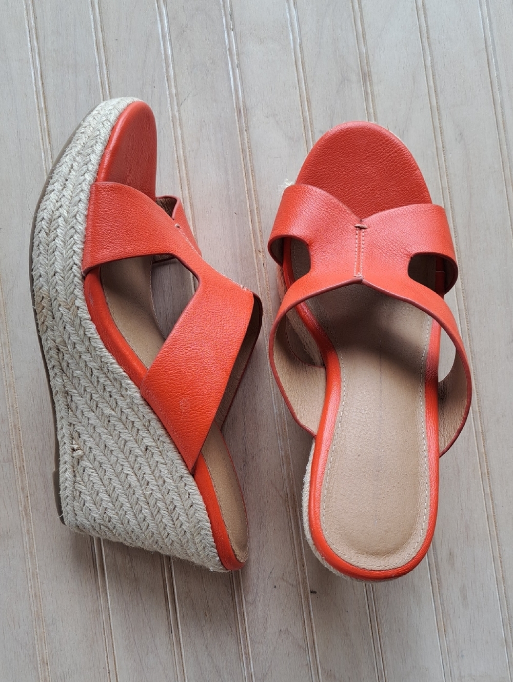 Report Dentril Orange Espadrille Platform Resortwear Wedge Slide Sandals